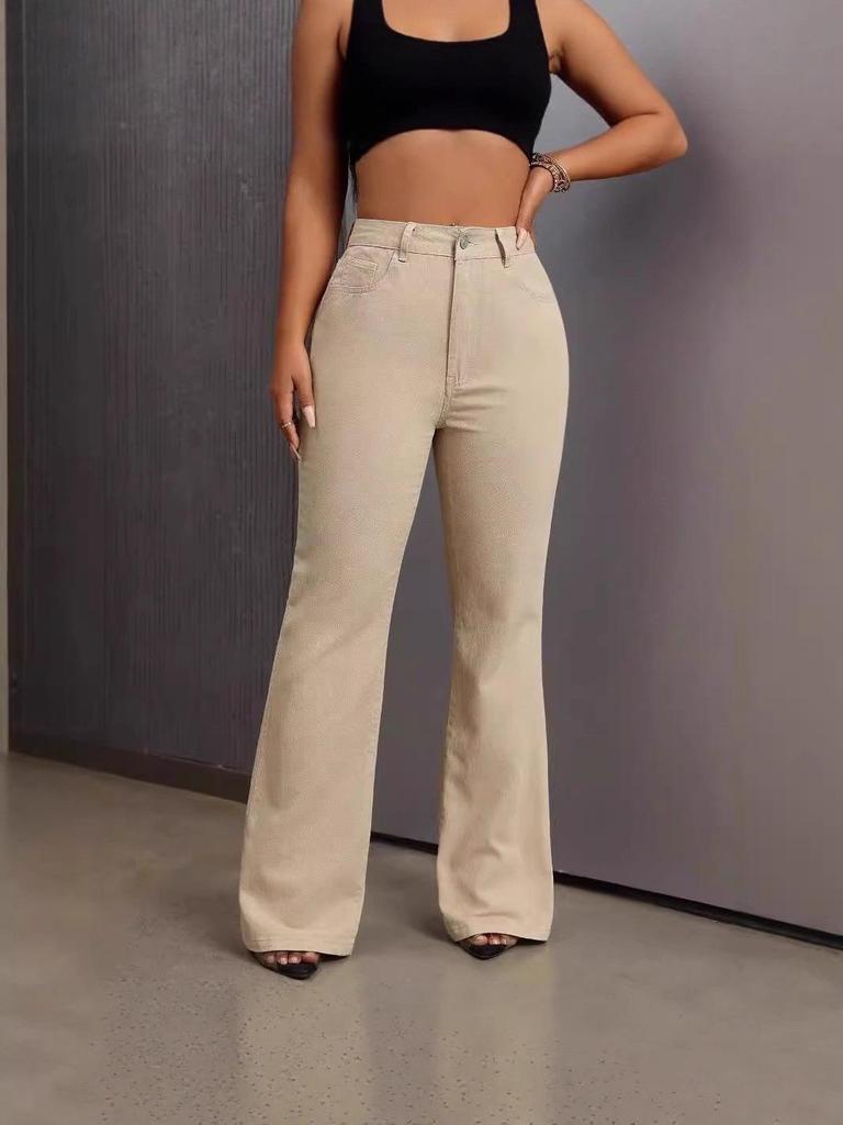 Multicolor European & American High-Waisted Loose Wide-Leg Floor-Length Casual Jeans for Women