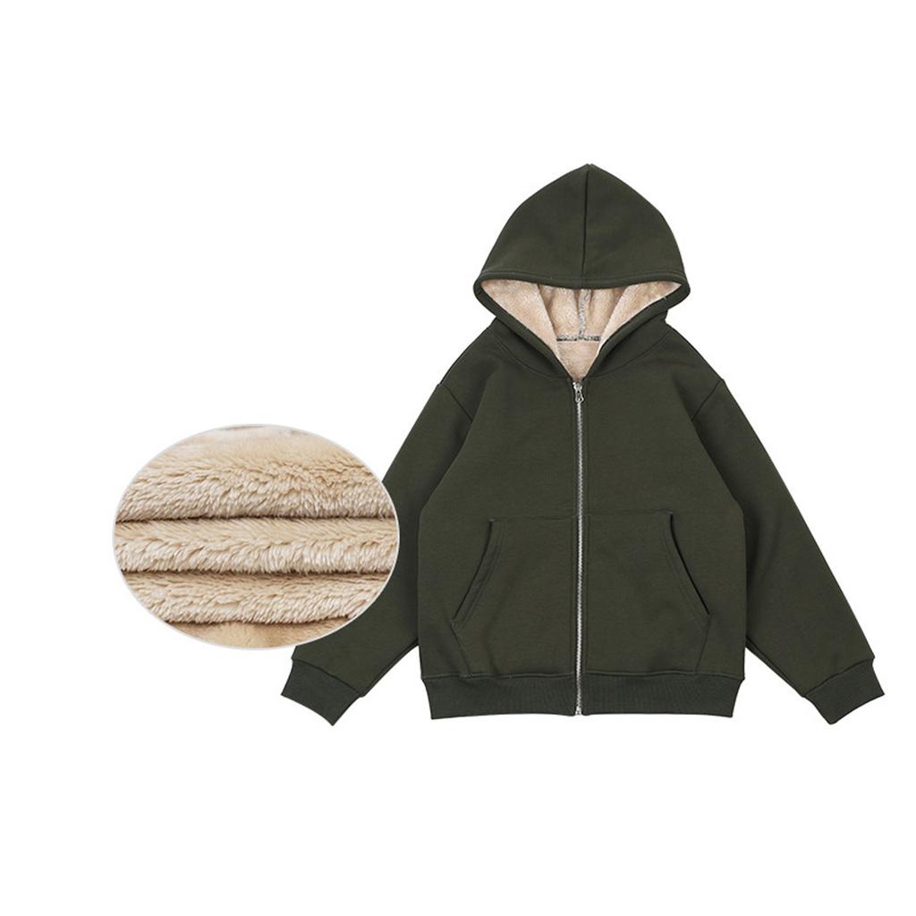 Winter Boys' And Girls' Fleece Hooded Sweatshirt Medium And Large Lamb Fleece Warm Jacket
