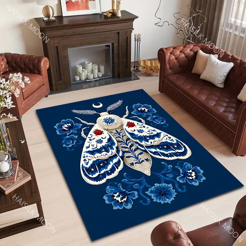 1PC Mysterious Moth Divination Elements Pattern Carpet for Living Room Bedroom Sofa Home Decor Non-slip Floor Mat Area Rug