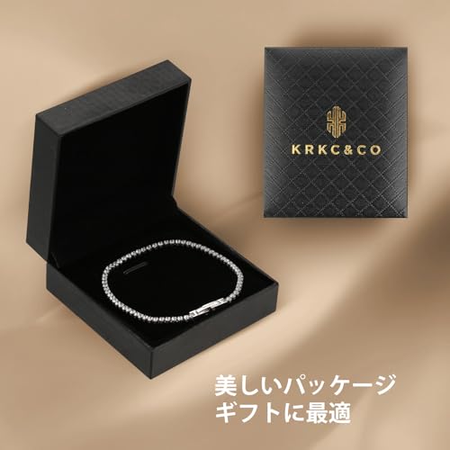 Bracciale Tennis da Donna KRKC&CO, Larghezza 2mm, Zirconia, Placcato Oro 14K, Acciaio Inossidabile Chirurgico, Diamanti CZ, Ipoallergenico, Scintillante, Gioielli Bling,