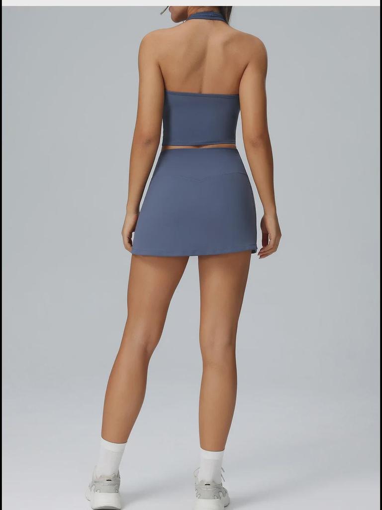 Cross-Border sportkleding voor dames: Tennisrok en yogapak met zakken – tweedelig voor hardlopen, buitenactiviteiten en fitness