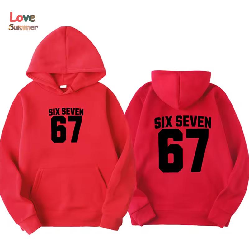 67 Hoodies Boys Girls Pullovers Harajuku Hoodies 67 Printed Fleece Hoodie Kids Fall Winter Casual Fashion Unisex Sweatshirt