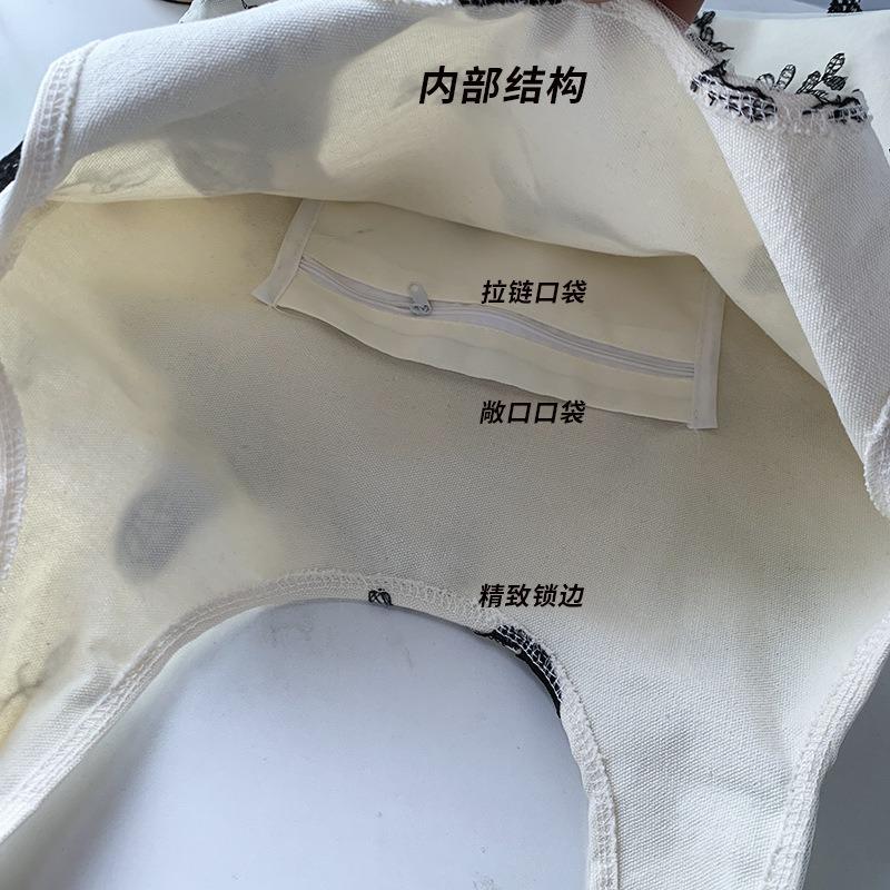 Super Beautiful Embroidery Black Butterfly Canvas Bag Lace Casual Travel Women's Bag