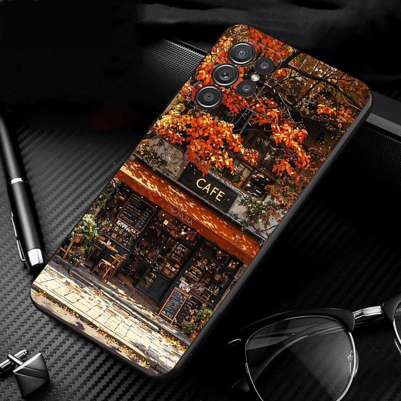 Phone Case For Samsung Galaxy S26 S25 S24 S23 S22 Ultra S23 S22 S25 Plus S24 FE S26Edge Coffee Cafe night Aesthetic