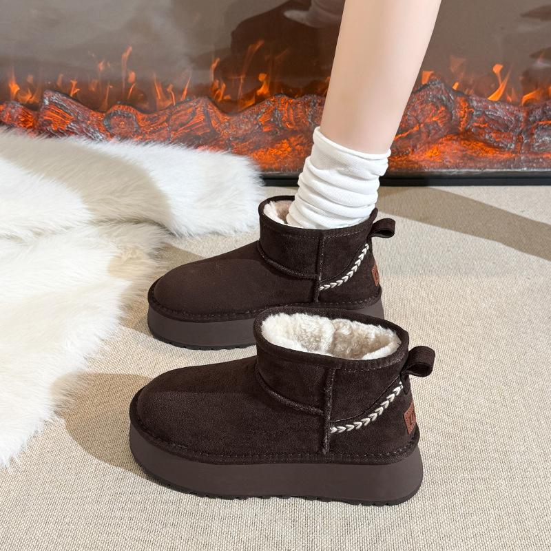 Women's Fashionable Versatile Soft-Sole Winter Warm Fleece-Lined Snow Boots with Fleece Lining, Slip-Resistant Casual Sports Snow Boots
