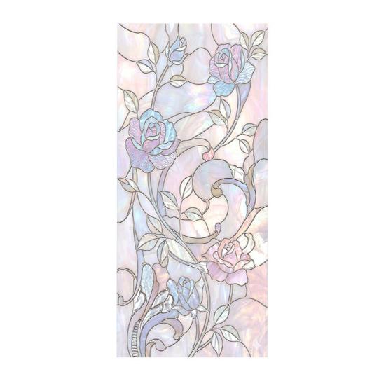 

Floral Window Privacy Film Removable Static Cling Privacy Protection Film Decorative Waterproof Window Film for Home Bathroom Kitchen G