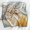 Korean version autumn and winter new printed silk small square scarf women's silk scarf decorative scarf warm scarf mulberry silk