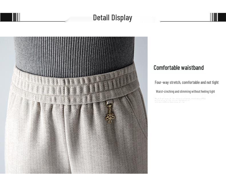 2025 Women's Korean Style Cashmere Micro-Flare Pants: Autumn/Winter, Plus Velvet, Warm, Thickened, Straight Leg, Flare