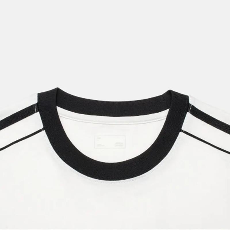 Li Ning Amerikaanse gestreepte pullover ronde hals korte mouw effen kleur korte broek casual sportpak unisex pak YHSV367-1+AKSU911-1