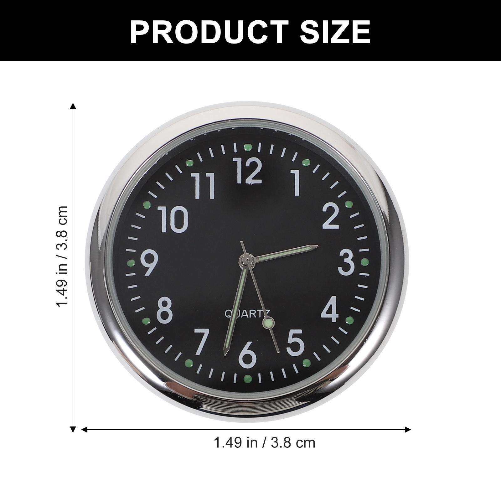 

Mini Car Clock with Luminous Pointer for Dashboard Windshield Office Study Use Easy Install Adhesive Backed Compact Design Black чорний
