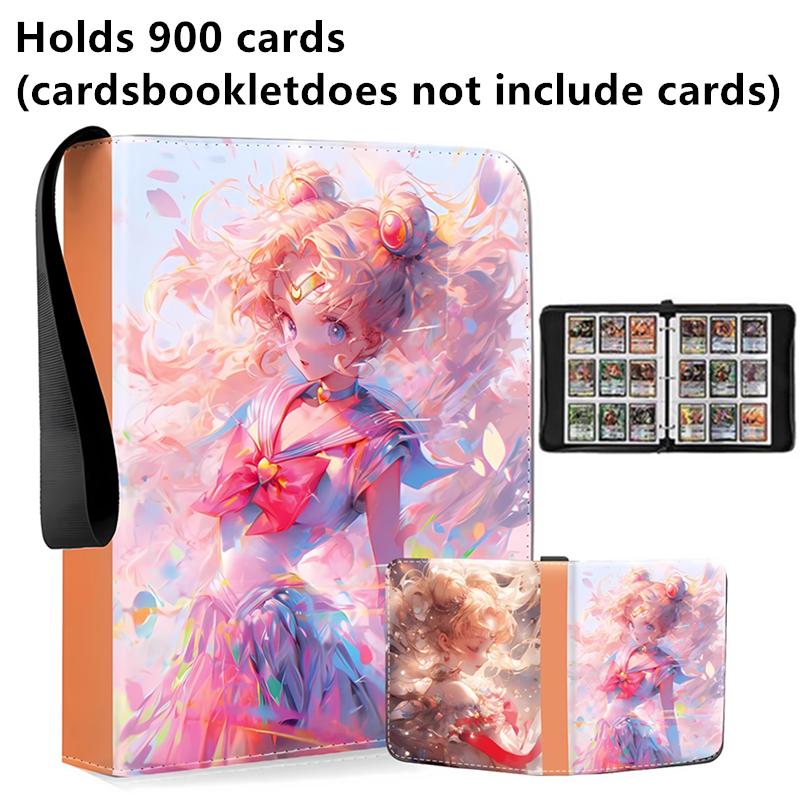 400pcs/900pcs Sailor Moon Card Album Book Folder 4/9 Card Slots Collections Zipper Double Pocket Zipper Card Binder Holder