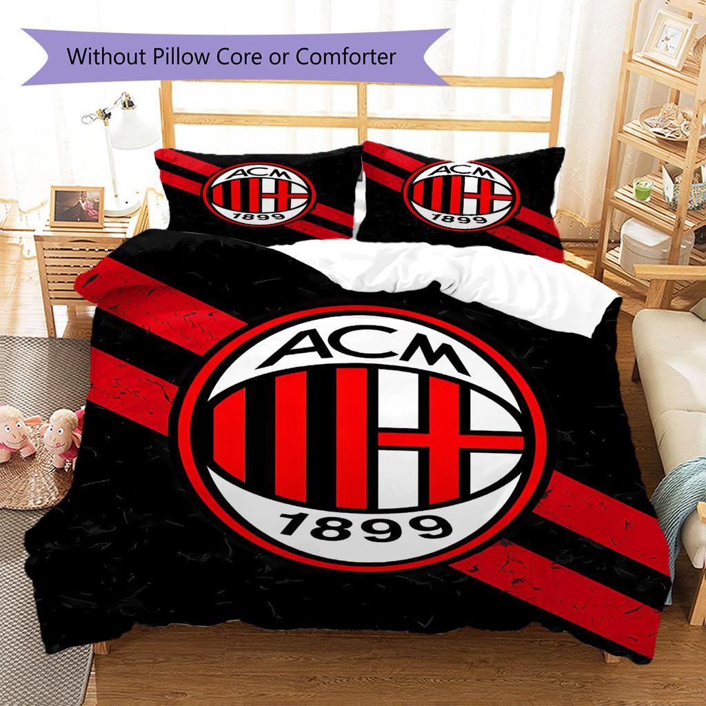 AC Milan Patronen Beddengoed, Dekbed Set Dekbedovertrek Kussensloop Huis Verjaardagscadeau(1 dekbedovertrek + 2 kussenslopen, zonder binnenkussen)