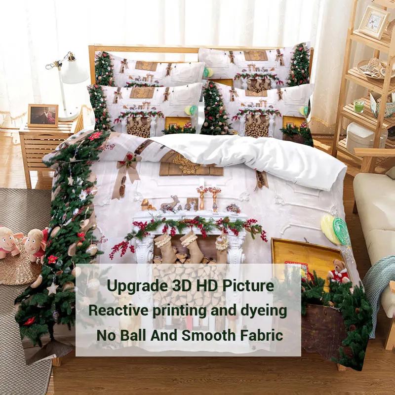 Christmas Bedding Set Duvet Cover Polyester Comforter Cover Pillow Case 3D Queen King Double Full Twin Single 3PCS 2PCS Bedroom