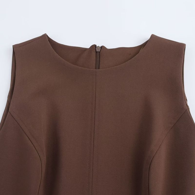 Kaslead New Arrival Women's Clothing Fashion Style Fashion Minimalist Silm Wide Pleated Mini Dress 4764266