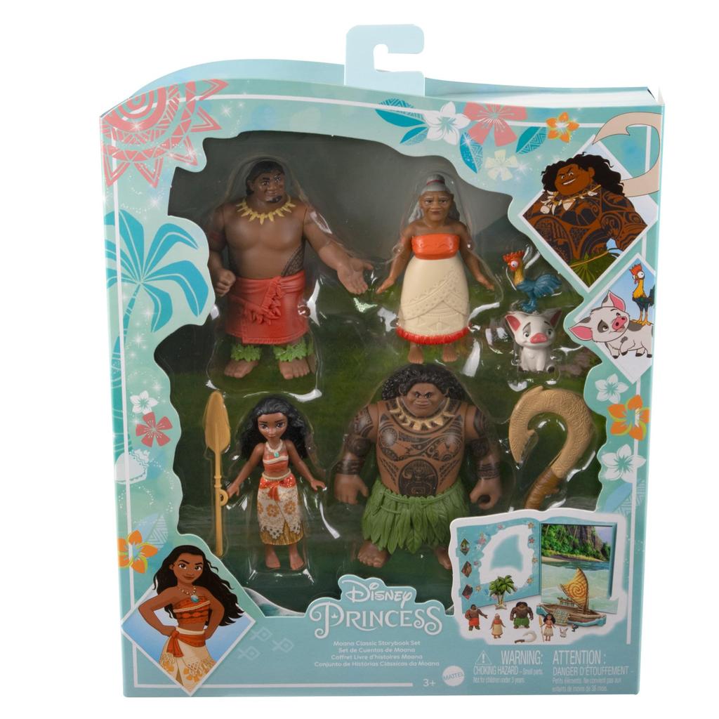 [Amazon.co.jp Exclusive] Mattel Disney Princess Moana Storybook Set with 4 Mini Dolls and Mini Figures - Dress-up Dolls, House Play Set, Pretend Play,