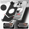 For iPhone 15 Pro Case PC + Metal Boardless Phone Back Cover with Kickstand
