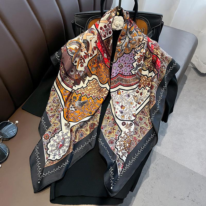 Korean New Style Big Square Scarf Scarf for Women Versatile Spring and Autumn Summer Thin Style Paired with Suit Shawl Scarf