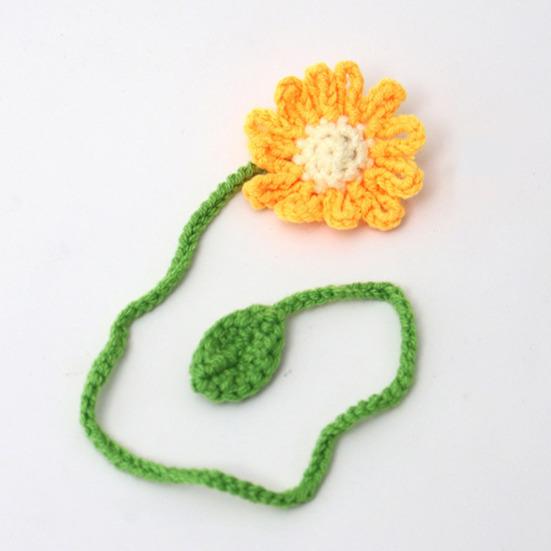 5 Pcs Flower Crochet Bookmark Handmade Sunflower Bookmark Knitted Curtain Tie Gift for Book Lover Teacher