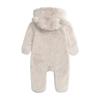 Newborn Baby Boys Winter Fleece Jumpsuit Solid Hooded Romper Zipper Coat Outwear