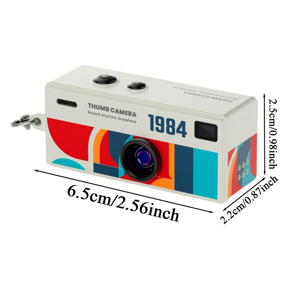 Retro Mini Keychain Thumb Camera 1080P HD Recorder Built-in Flash Auto Focus 130 Wide Angle Lens LCD Screen Portable Camera