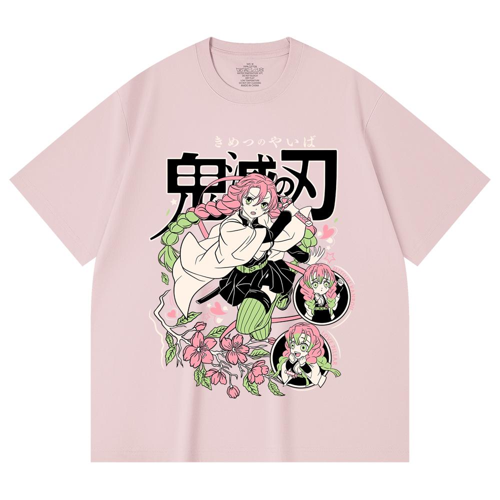 230 Gsm 100% Cotton Demon Slayer V6 Mitsuri Print Unisex Heavy Cotton T Shirt