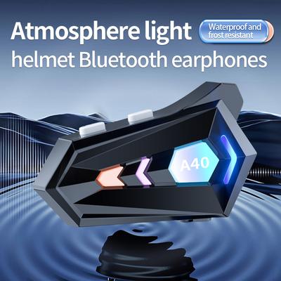 Motorcycle Helmet Headset Bluetooth 5.3 Hands Free Wireless Earphone With RGB Colorful Waterproof Headphone For Riding Skiing