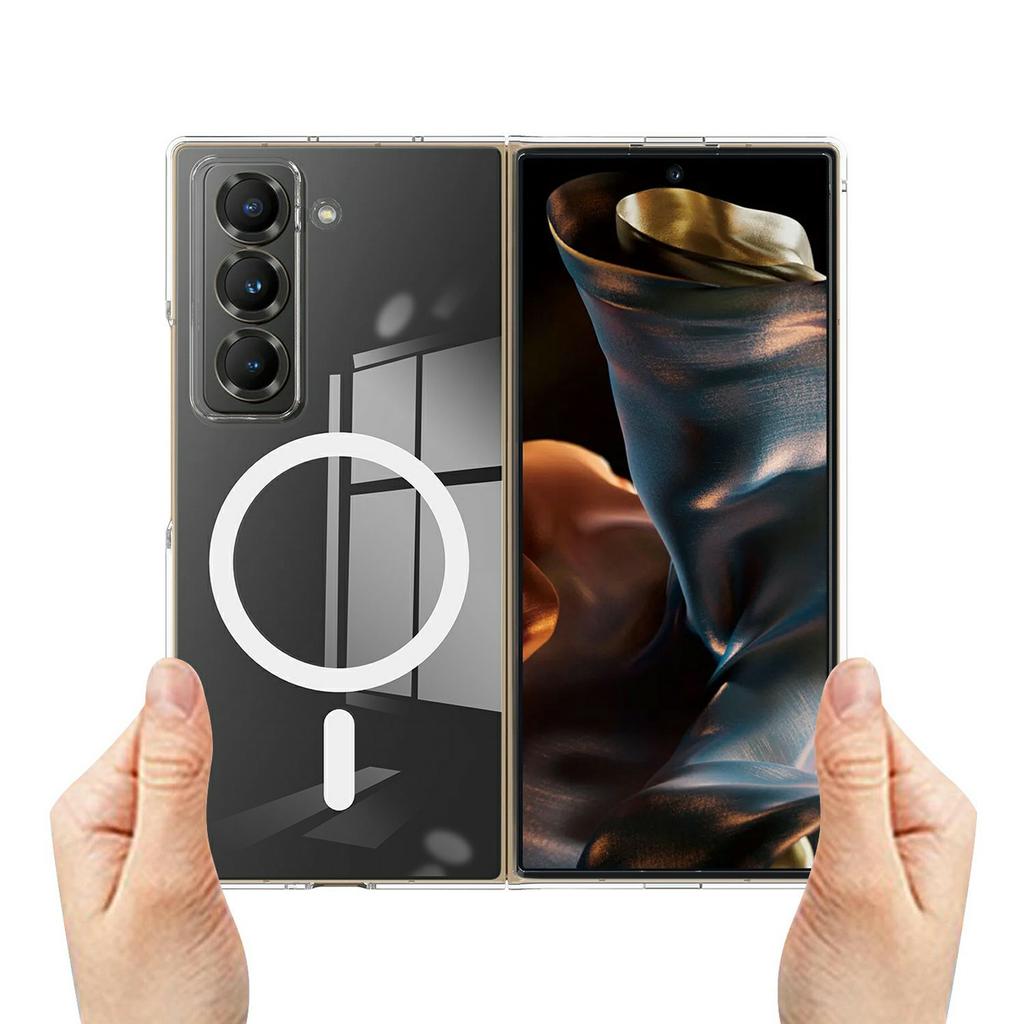 For Samsung Galaxy Z Fold Special Clear Phone Case Compatible with MagSafe TPU+Acrylic Back Cover
