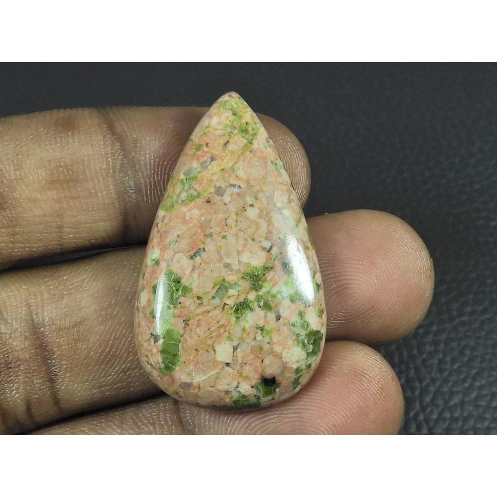 22X38X06MM Natural Unakite Jasper Pear Shape Cabochon Loose Gemstone 44Cts. G-437