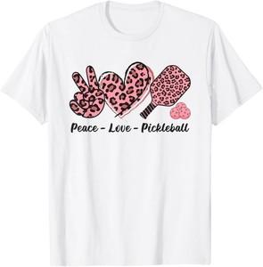 Peace Love Pickleball Ladies Cute Pickleball Player T-Shirt L
