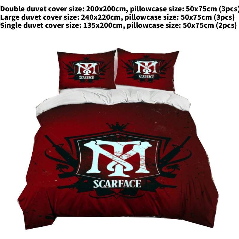 

Print Design Scarface Bedding And Pillowcase Three Piece Set For Bedroom Decor 135x200cm