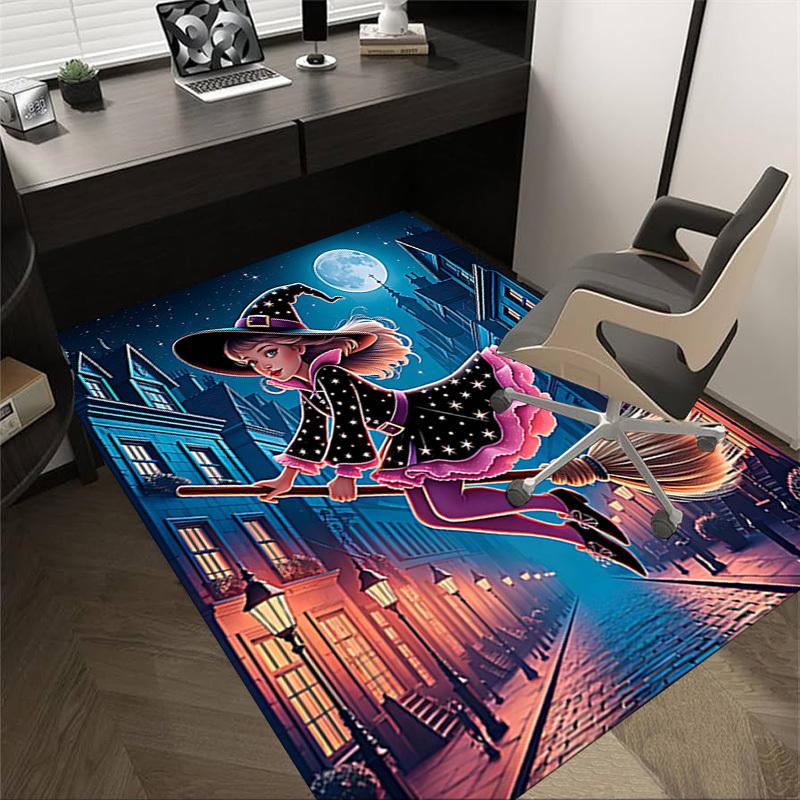 

1PC witch broomstick Non-Slip Floor Carpet Compatible for Office&Living Room&Bedroom&Dining room - Flat-Weave Machine-W296 60cm by 90cm