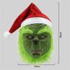 Mostri Verdi di Natale Costume di Babbo Natale Costume Cosplay di Halloween Maschera Integrale in Lattice Maschera Mostri Verdi Guanti
