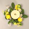 Lemon Flower Wreath Candle Ring Artificial Leaves Spring Greenery Garland Pillar Candle Home