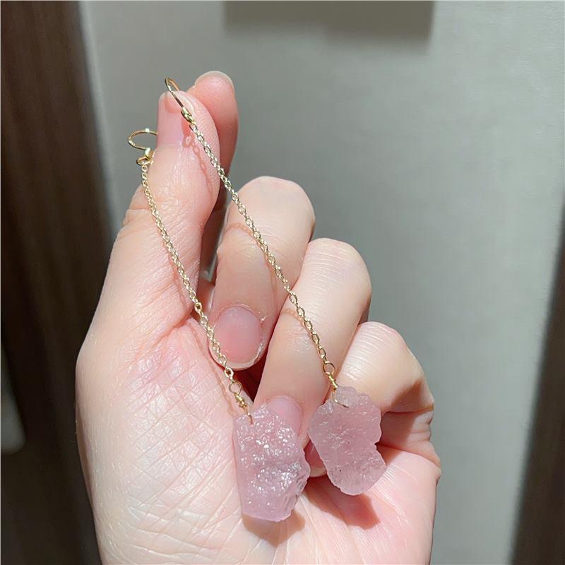 Natural Pink Morgan Stone Long Earrings
