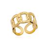 18K Gold Plated Stainless Steel Geometric Open Wide Band Unisex Ring