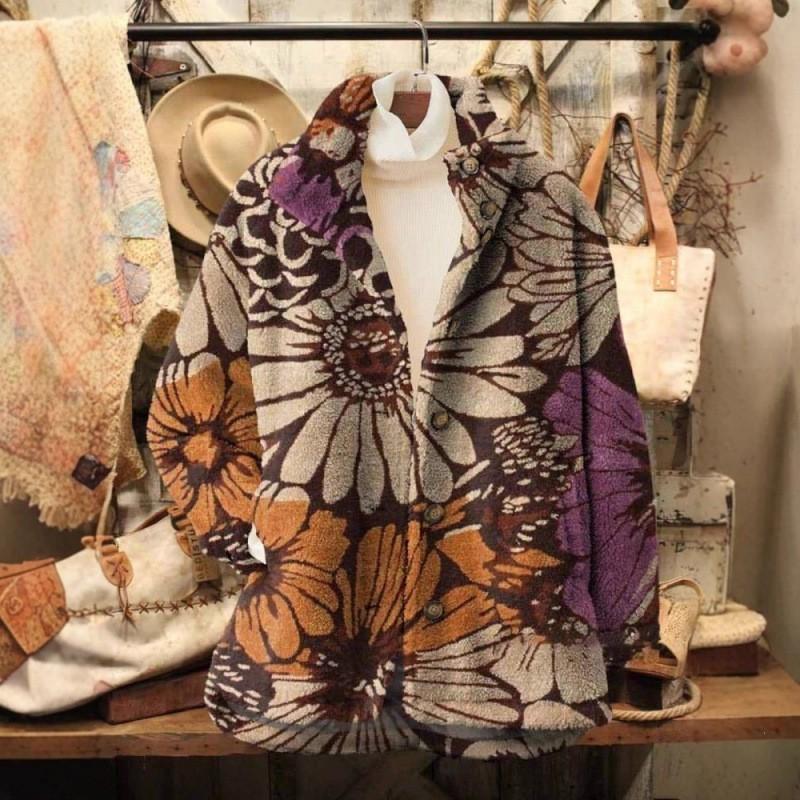 Womens Stand-Up Collar Fleece Sweatshirt With 3D Digital Floral Print Casual Long Sleeve Top Fall 2025