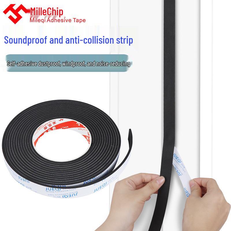 EVA Single-Sided Black Foam Strip: Thick Cushioned, Shock-Absorbing, Self-Adhesive Window Seal Tape