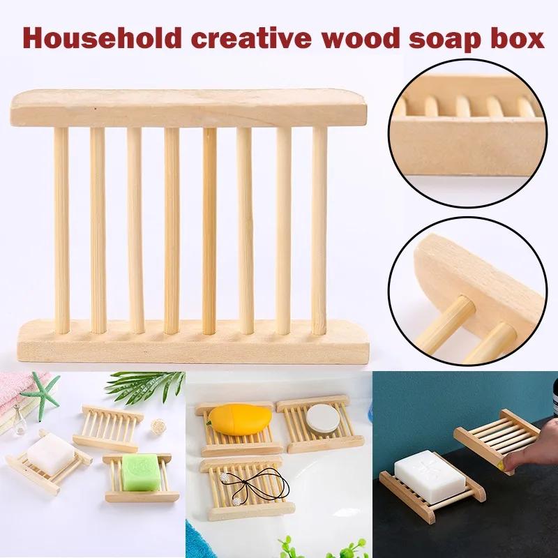 10 STÜCKE Tragbare Seifenschalen Naturholz Seifenablage Halter Schale Aufbewahrung Bad Dusche Platte Zuhause Badezimmer Waschen Seifenhalter Organizer