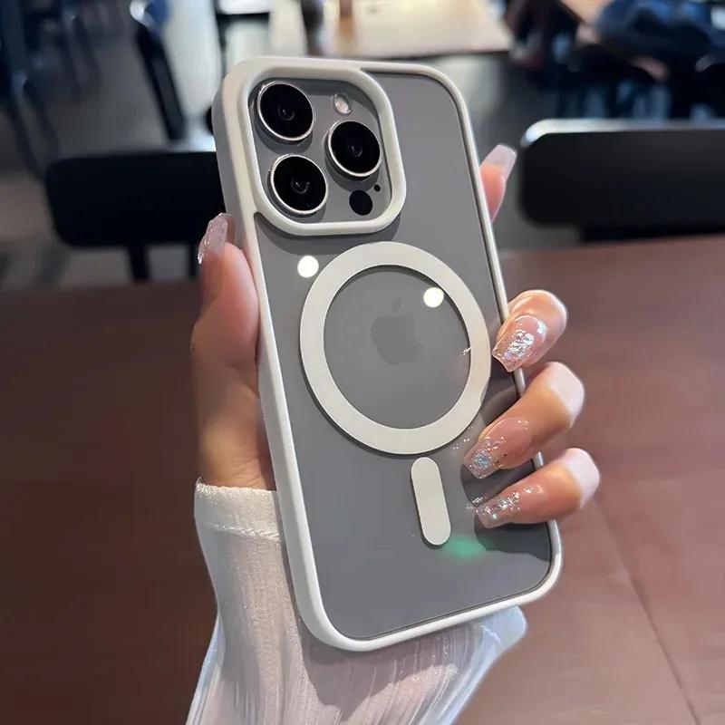 Luxury For Magsafe Transparent Case For iPhone 17 16 11 12 13 14 15 Pro Max Plus Mini Magnet Shockproof Clear Bumper Cover