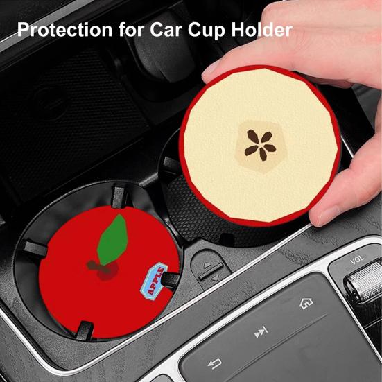 Car Water Coaster 2.36inch Universal Non-Slip Coaster Car Cup Holder Coaster Double-Sided Fruit Design