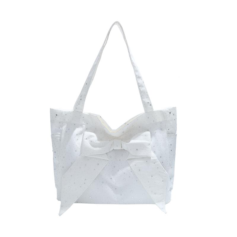 

New Nyl Large Capacity Bow Sweet Shoulder Bags 2026 Brand Summer Sweet Bling Bags for Women Casual Versatile Women s Handbags білий