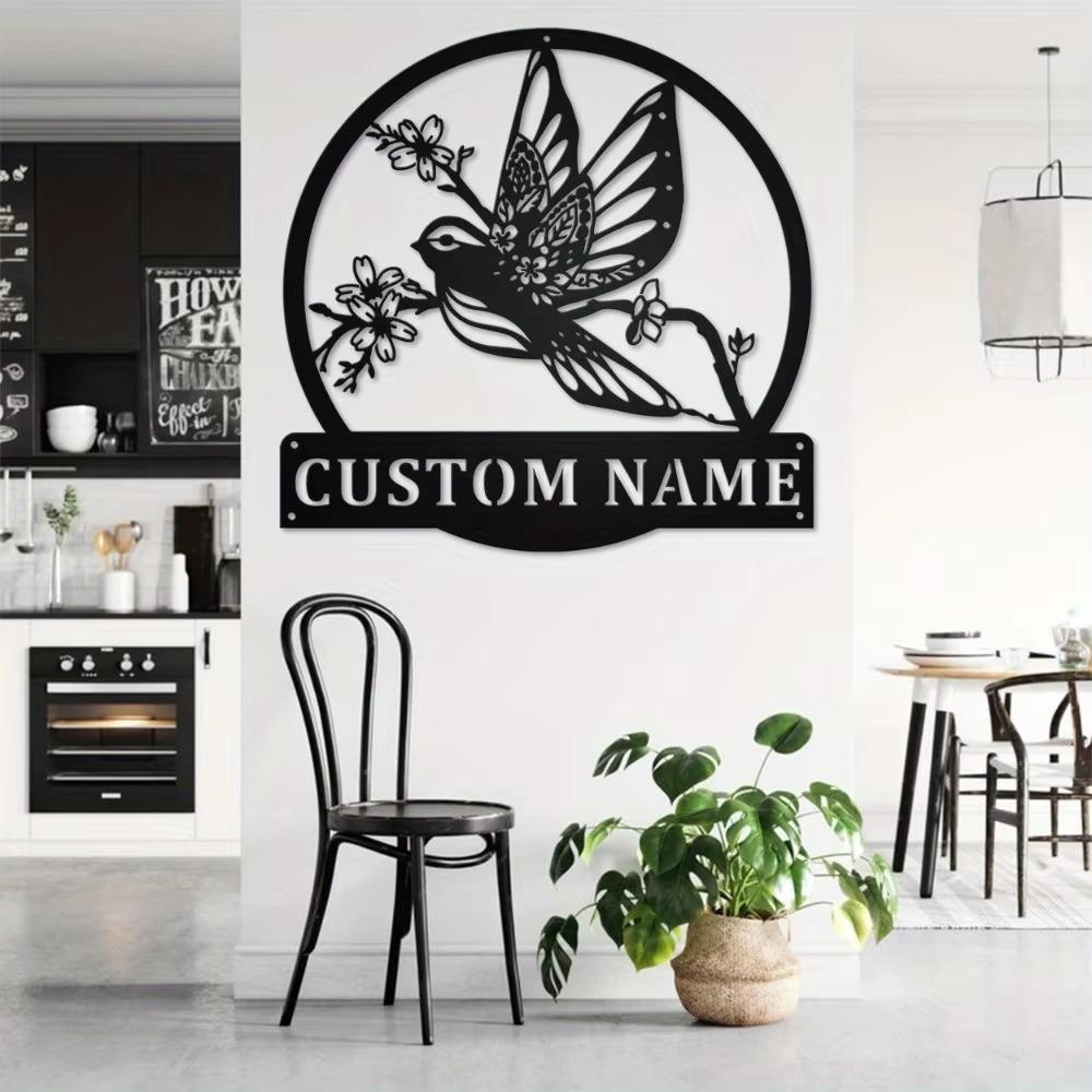 Custom Metal Wall Art, Bird Shape Matte Finish, Personalized Home Decor, Reusable Gift