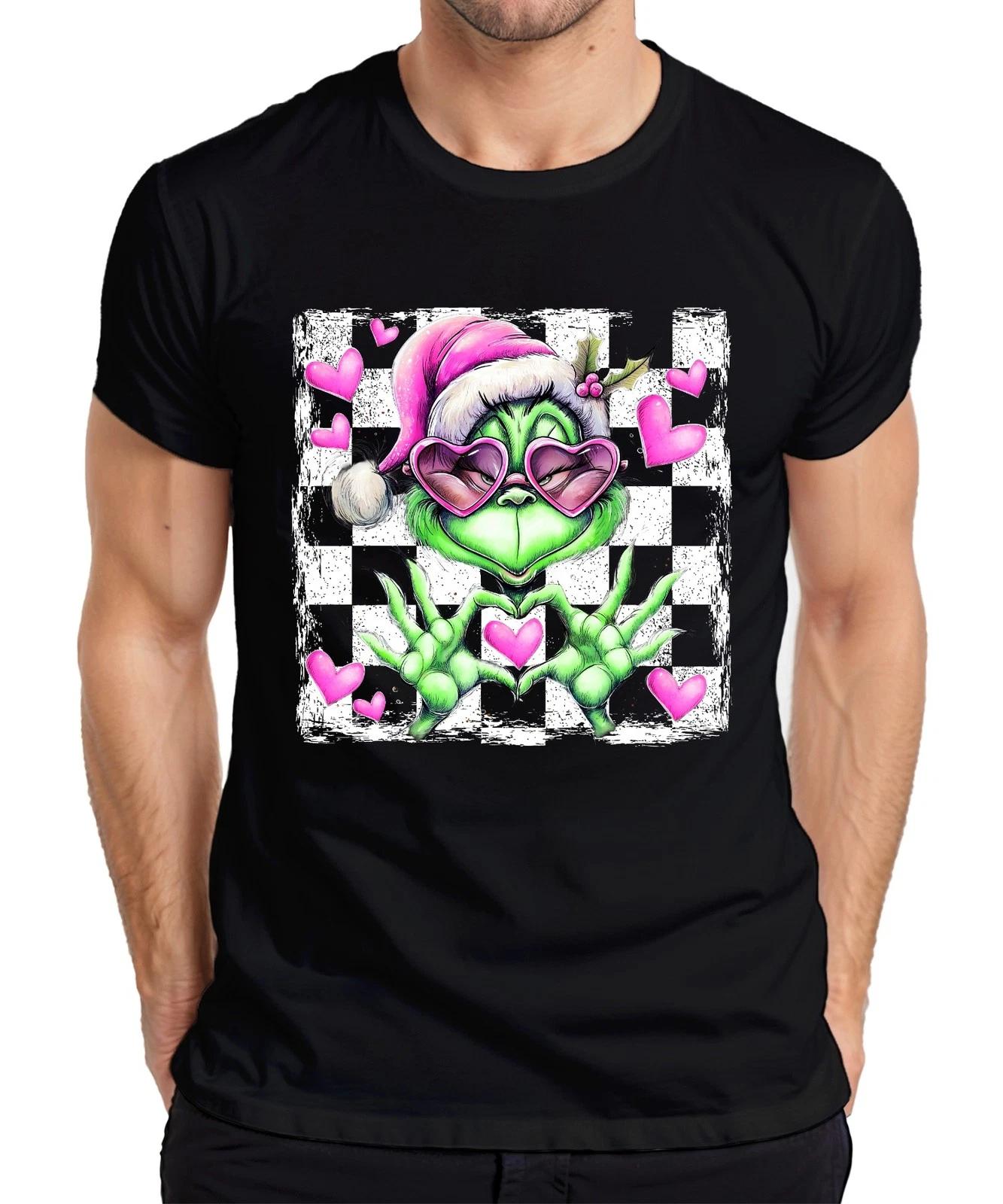 Grinch Herzbrille rosa Weihnachtshut Herzen Valentinstag Retro Herren T-Shirt XS