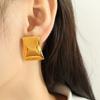 Drop Earrings, 18K Gold Plated Square Metal Statement Stylish Minimalist Heavy Duty