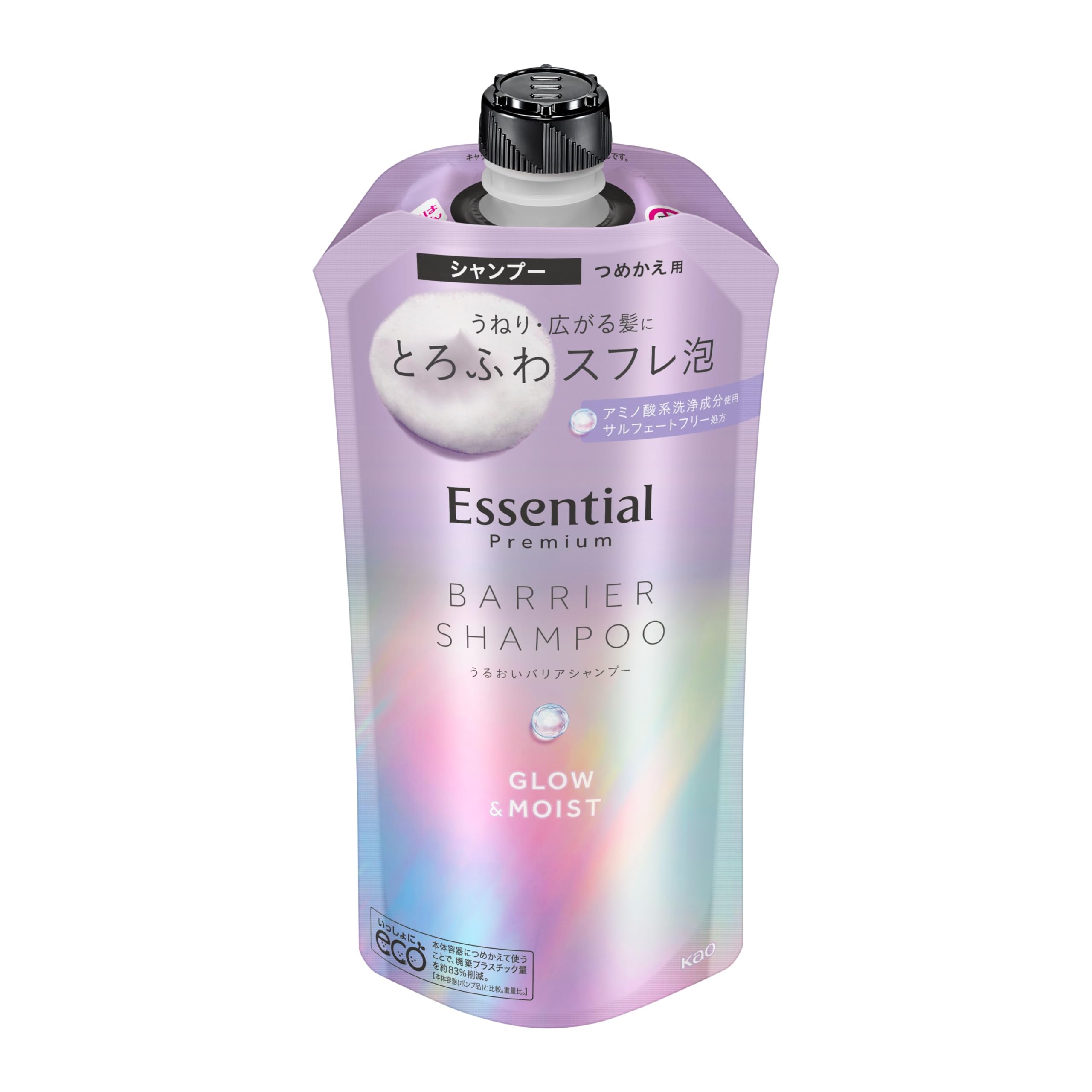 

Essential Premium Moisture Barrier Shampoo Glow Moist Refill 340ml & фиолетовый