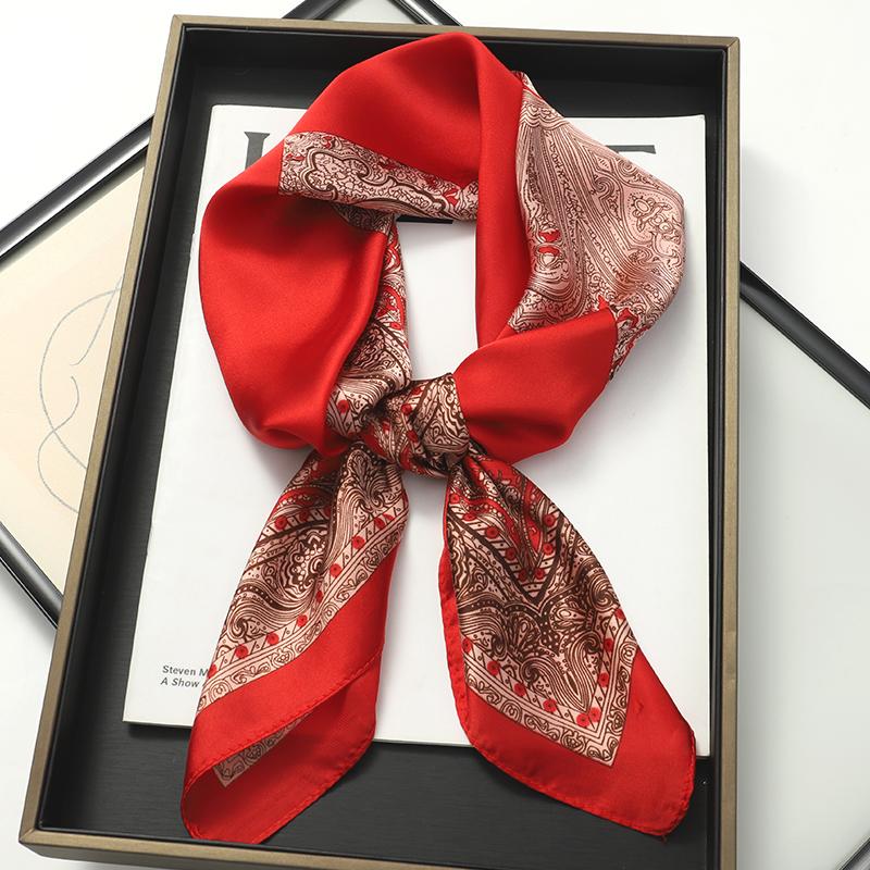 InjSatin Women's Hair Scarf, Printed Square Handkerchief, Head Bandana, Small Neck, Silencer, Hijab, Lady, Girl, 70x70cm