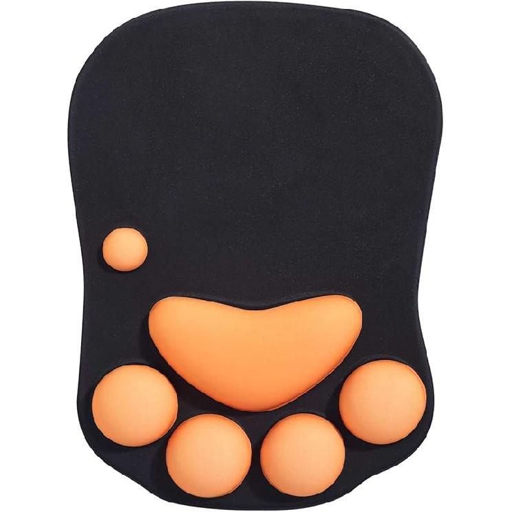 Cat Paw Ergonomic Mouse Mat with Wrist Support - Silicone Gel, Cute & Kawaii Design for Home, Office & Gaming - Wine Red & Pink