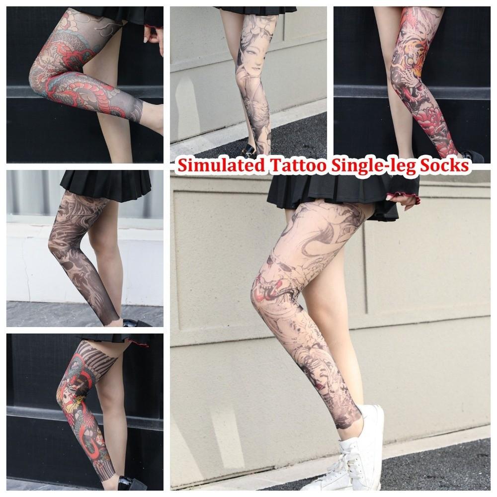 1pc Sexy Single-leg Socks Simulated Tattoo Tattooed Stockings Women's Printed Thigh Socks  Summer