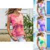 Womens Vibrant Tie-dye Printed Tops Casual Short Sleeve Blouse Perfect For Summer