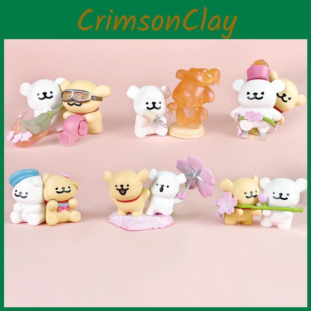 Pvc Dog Maltese Models Collectible With Cherry Blossom Design For Gift Fans